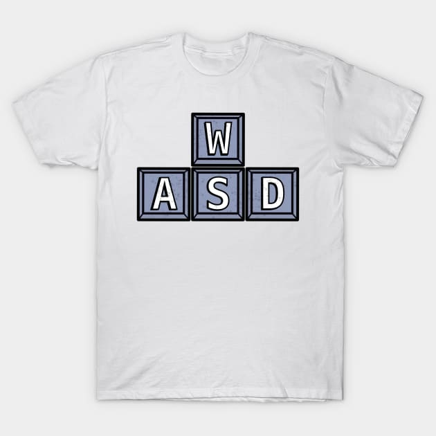 WASD on Keyboard - White T-Shirt by BusyMonkeys